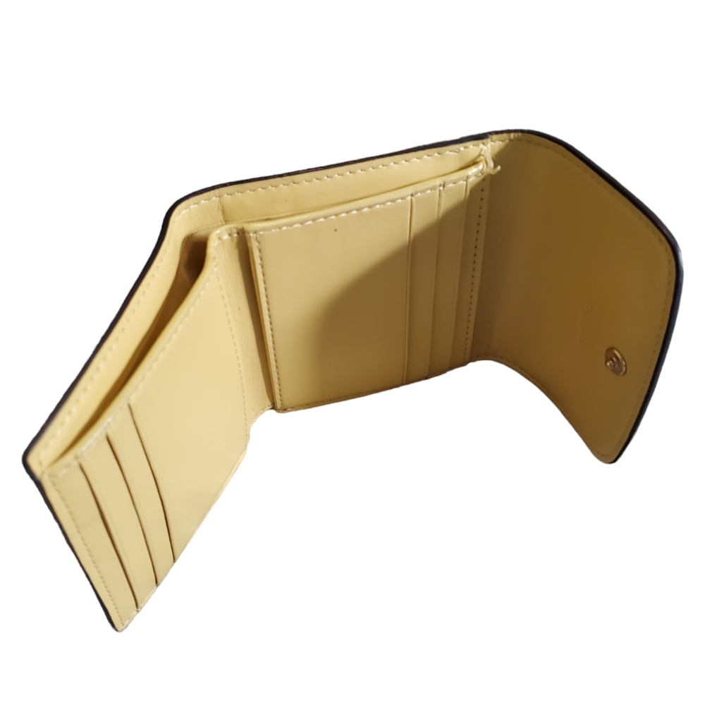 Coach Small Wallet In Signature Canvas & Yellow With Gold Hardware - Picture 4 of 8